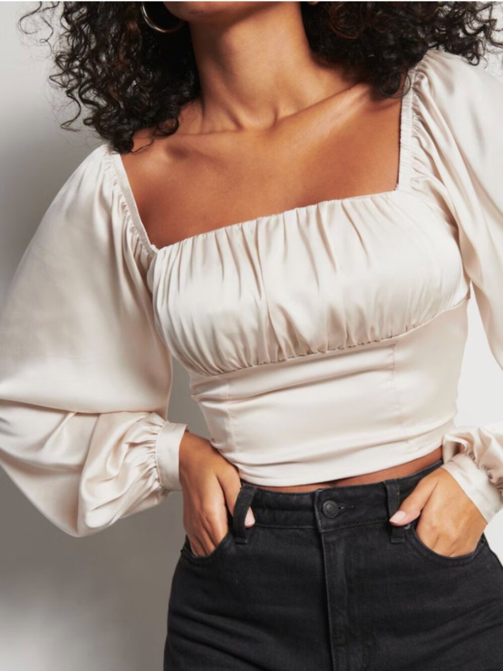 Dynamite Ruched Satin Blouse - Size XS - Picture 4 of 6